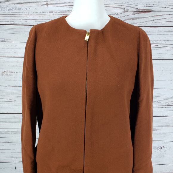 J.Crew New Women's Brown Italian Double Cloth WoolBlend Full Zip Coat Size2 - Picture 5 of 14